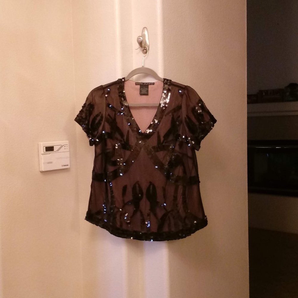 Mark Zunino Black Sequence Blouse